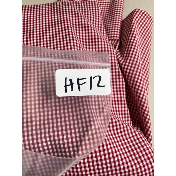 Peter Millar Mens Red Gingham Button Up Shirt size Large Cardinal Stanford Logo - Picture 9 of 15